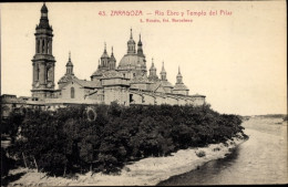 CPA Zaragoza Zaragoza Aragón, Fluss Ebro Und Pilar-Tempel - Andere & Zonder Classificatie