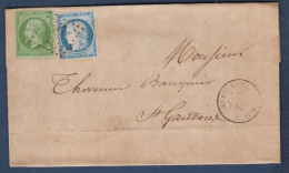 Haute Garonne -  5c Napoléon Et 20c Siège Sur Lettre De AURIGNAC Pour St Gaudens - 1849-1876: Klassik