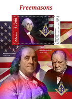 Liberia 2020, Massoneria, Churchill, Washington, Franklin, BF - Sir Winston Churchill