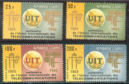 GUINEA 1965 - REPUBLIQUE DE GUINÉE -UIT - UNION INTERNACIONAL DE TELECOMUNICACIONES - YVERT 242/243**+ AEREOS 54/55** - Guinea (1958-...)