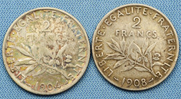 France • Lot 2x • 2 Francs Semeuse — 1904 — 1908  • [24-711] - 2 Francs