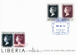 Liberia 2020, Penny Black, 2val In FDC - Briefmarken Auf Briefmarken