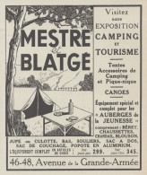 MESTRE & BLATGE - Tourisme - Camping - Pubblicità D'epoca - 1937 Old Ad - Werbung