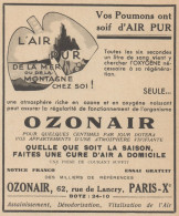 OZONAIR L'air Pur - Pubblicità D'epoca - 1937 Old Advertising - Werbung