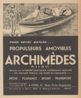 Propulseurs Amovibles ARCHIMEDES - Pubblicità D'epoca - 1937 Old Advert - Werbung