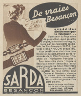 Montres SARDA Besançon - Pubblicità D'epoca - 1937 Old Advertising - Werbung