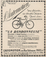 Bicyclette LA RANDONNEUSE - L'Automation - Pubblicità D'epoca - 1924 Ad - Werbung