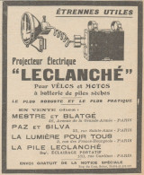 Projecteur électrique LECLANCHE - Pubblicità D'epoca - 1923 Old Advert - Werbung