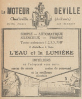 Moteur DEVILLE - Pubblicità D'epoca - 1923 Old Advertising - Werbung