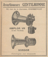 Avertisseurs GENTILHOMME - Pubblicità D'epoca - 1923 Old Advertising - Werbung