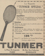 La Raquette TUNMER Spécial - Pubblicità D'epoca - 1923 Old Advertising - Publicités