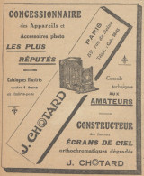 Appareils Photo J. CHOTARD - Paris - Pubblicità D'epoca - 1923 Old Advert - Werbung