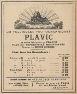 PLAVIC Pellicules Photographiques - Pubblicità D'epoca - 1920 Old Advert - Publicités