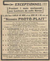 Photo-Plait - Paris-Opéra - Pubblicità D'epoca - 1920 Old Advertising - Publicités