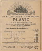 PLAVIC Pellicules Photographiques - Pubblicità D'epoca - 1920 Old Advert - Publicités