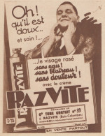 Crème RAZ VITE - Pubblicità D'epoca - 1934 Old Advertising - Publicités