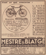 MESTRE & BLATGE' - Cycles Genial Lucifer - Pubblicità D'epoca - 1934 Ad - Publicités