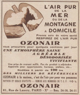 OZONAIR L'air Pur De La Montagne - Pubblicità D'epoca - 1934 Old Advert - Publicités