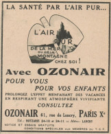 OZONAIR L'air Pur De La Montagne - Pubblicità D'epoca - 1934 Old Advert - Publicités