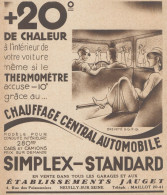 SIMPLEX-STANDARD - Chauffage Automobile - Pubblicità D'epoca - 1934 Ad - Publicités