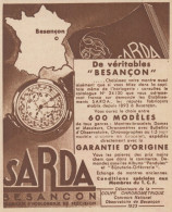 Montres SARDA Bresançon - Pubblicità D'epoca - 1934 Old Advertising - Publicités