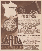 Montres SARDA Bresançon - Pubblicità D'epoca - 1934 Old Advertising - Publicités