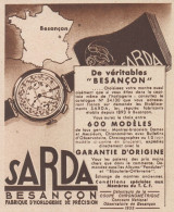 Montres SARDA Bresançon - Pubblicità D'epoca - 1934 Old Advertising - Publicités