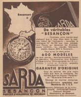 Montres SARDA Bresançon - Pubblicità D'epoca - 1934 Old Advertising - Publicités