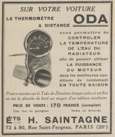 Thermomètre ODA - H. Saintagne - Pubblicità D'epoca - 1938 Old Advert - Publicités