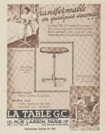 La Table Transformable G.C. - Pubblicità D'epoca - 1938 Old Advertising - Publicités