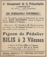 Pignon De Pédalier BILIS - Pubblicità D'epoca - 1924 Old Advertising - Werbung