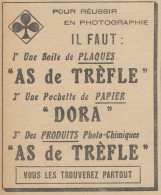 Plaques As De Trèfle & Papier DORA - Pubblicità D'epoca - 1921 Old Advert - Werbung