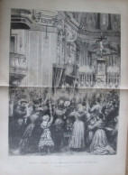1884 1 GRANDE GRAVURE  NICE Ville De Nice 06000  Intérieur De La Cathédrale  DIMANCHE DES RAMEAUX - Stiche & Gravuren