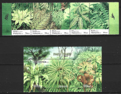 MALAISIE. N°1388-92 & BF 129 De 2010. Fougères. - Altri & Non Classificati