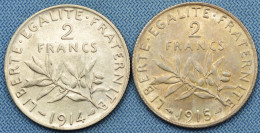 France • Lot 2x • 2 Francs Semeuse — 1914 — 1915  • [24-712] - 2 Francs