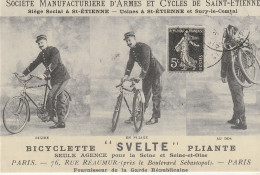 COPIE DE CARTE POSTALE ANCIENNE BICYCLETTE SVELTE PLIANTE - Wielrennen