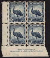 AUSTRALIA 1942 KGVI 5½d Block Of 4, Slate-Blue SG208 MNH With Bottom & Side Gutters - Gebruikt