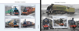 Liberia 2020, Steam Trains II, 4val In BF +BF - Trains