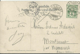 SUISSE  CARTE  5c MARQUE LINEAIRE LUZERN   + AMBULANT N° 20 POUR MONTCOURT ( SEINE ET MARNE ) DE 1906 LETTRE COVER - Cartas & Documentos
