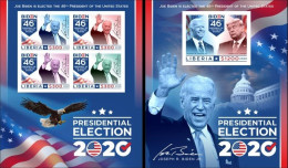 Liberia 2020, President Biden, 4val In BF +BF IMPERFORATED - Sonstige & Ohne Zuordnung