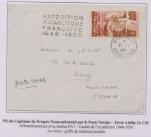 Terres Australes Françaises - Terre Adélie 21-1-1951 - Poste Navale - Batiment Commandant Charcot - Cachet Expédition - - ...-1955 Préphilatélie