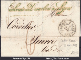 FRANCE MARQUE POSTALE POUR SEURRE AVEC CAD D'ESSAI DE LYON DU 24/11/1829 - 1801-1848: Vorläufer XIX