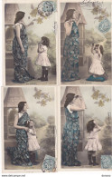 PÂQUES Les Cloches, Femme Et Enfant  6 CPA  Circulé Cachet De 1904 - Pâques