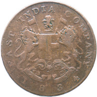 LaZooRo: British India Bombay Presidency 1/2 Anna 1834 F - Kolonies