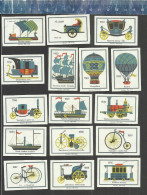 DEVELOPMENT OF TRANSPORT - BALLOONS SHIPS CARS BICYCLES ZEPPELIN LOCOMOTIVES ETC... CZECHOSLOVAKIAN MATCHBOX LABELS 1968 - Scatole Di Fiammiferi - Etichette