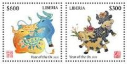 Liberia 2020, Year Of The OX, 2val - Chinese New Year