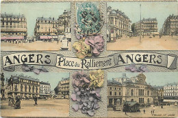 - Maine Et Loire -ref-B62- Angers - Place Du Ralliement -souvenir De .. - Multi Vues - Carte Colorisée - - Angers