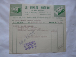 VIEUX PAPIERS - FACTURE ANCIENNE : LE BUREAU MODERNE - Rue Noël-Ballay - CHARTRES 1956 - 1950 - ...