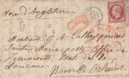 MTM140 - 1859 TRANSATLANTIC LETTER FRANCE TO USA Steamer HAMMONIA HAPAG PAID - Postal History