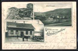 AK Mühlhausen / Schwenningen, Restauration V. M. Reichmann, Ortsansicht  - Autres & Non Classés